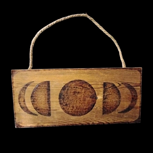Hand Crafted Brown Moon Phase Wall Decor - Picture 1 of 1